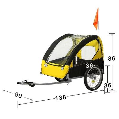 40 KGS Max Payload Dog Buggy Jogger Bicicletta rimorchio pieghevole e conveniente telaio in acciaio