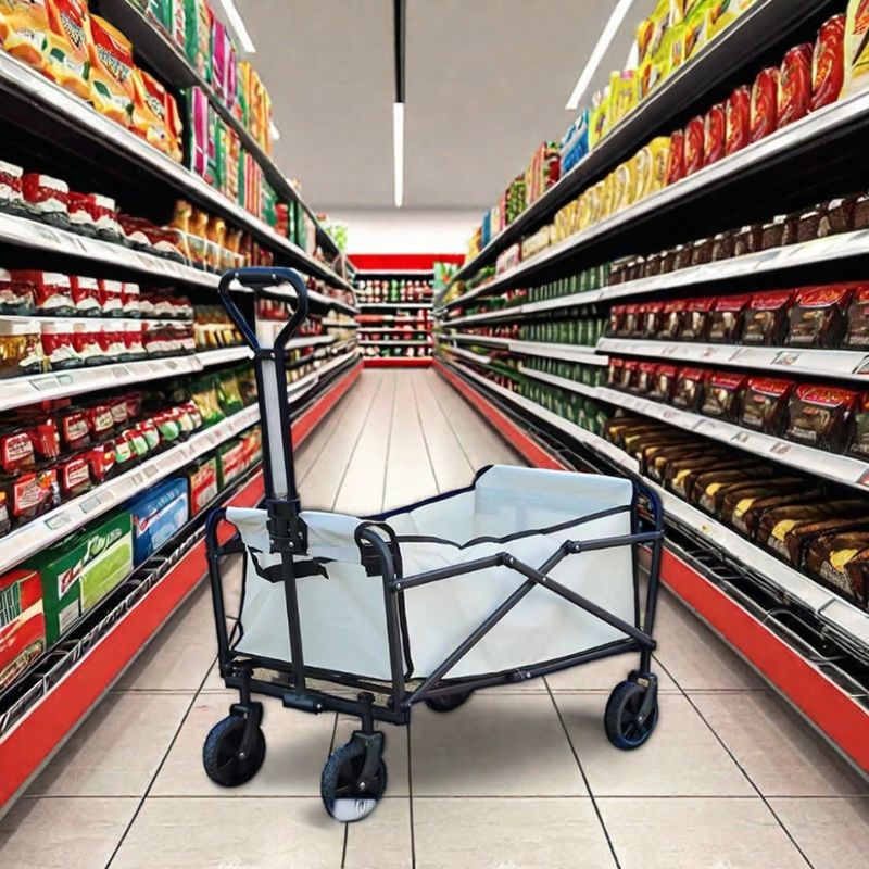 Grandi capacità di argento pieghevole carrello di carrello per campeggio Pesca Shopping Portatile