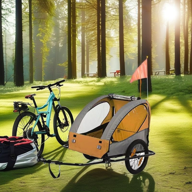 Camioncino per bambini Carrier Bike Trailer Pet Outdoor Camping Trailer con pneumatico anteriore da 14&quot;