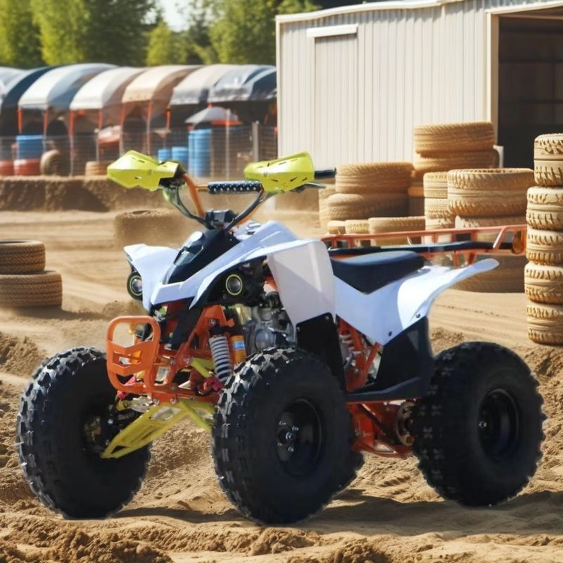 ATV a trazione a catena automatica da 110cc per bambini con tamburo anteriore e freni a disco posteriori